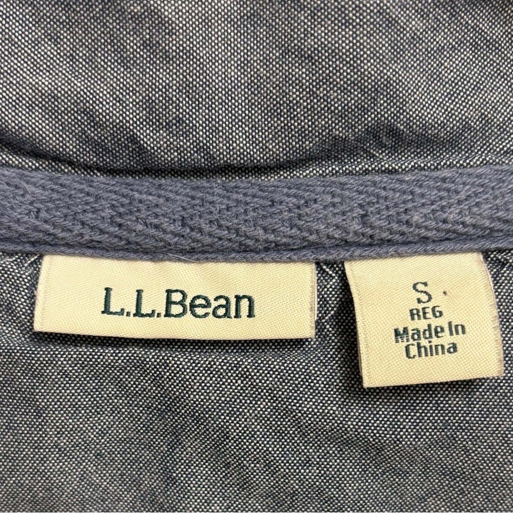 L.L. Bean Women’s Pullover Sweatshirt Quarter Button Small Blue and White Stripe - Picture 5 of 9